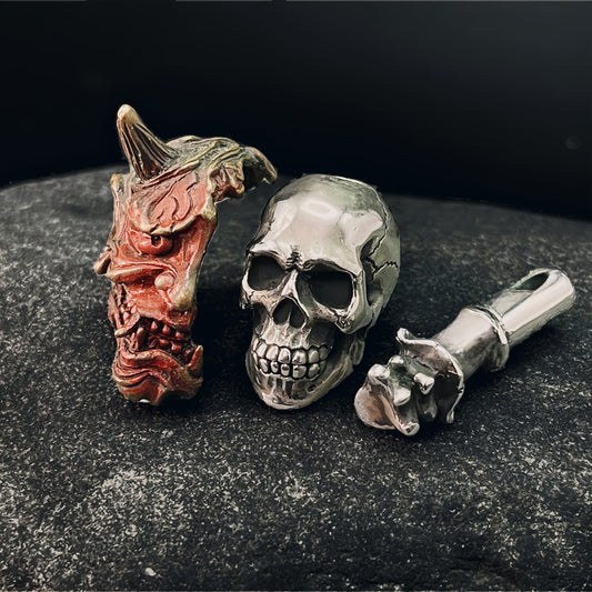 Soul Splitter – Modular Hannya Oni Mask & Skull Pendant | Gothic Necklace & EDC Knife Bead