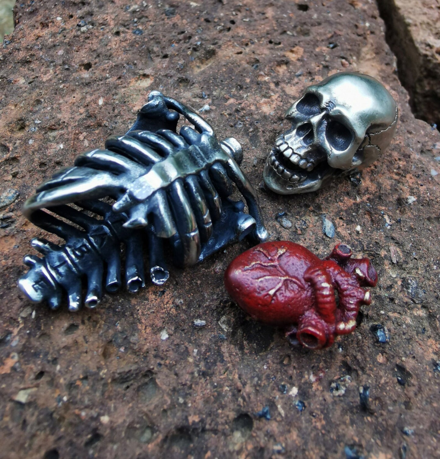 Calavera Trinity – Día de los Muertos Modular Bead Set | Skull, Torso, Heart EDC Beads in Cupronickel