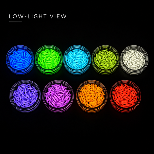 1.5×6mm Micro Glow Tubes — Tritium & Rechargeable Glow Glass Inserts
