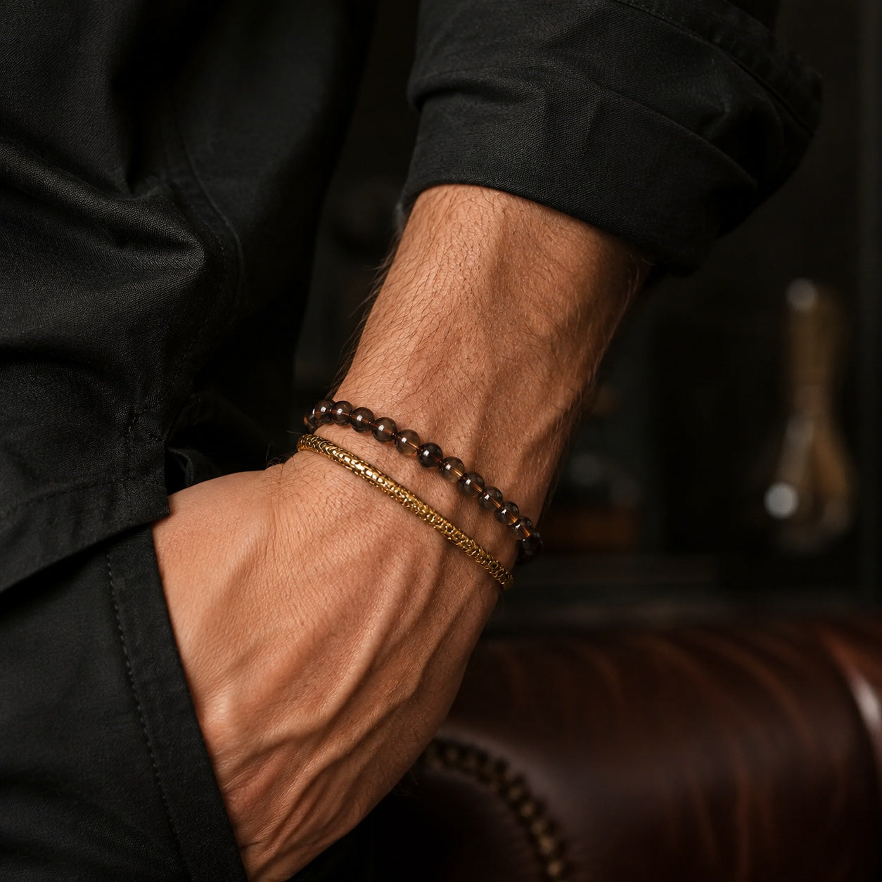 Natural Deep Smoky Quartz Bracelet | 7A Quality