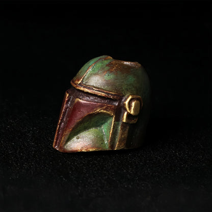 Mandalorian EDC Helmet Bead – Solid Bronze Knife and Paracord Charm