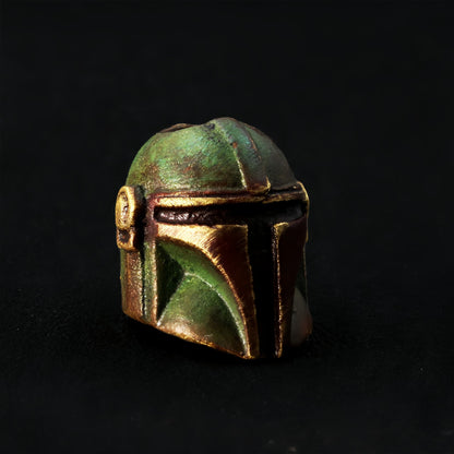 Mandalorian EDC Helmet Bead – Solid Bronze Knife and Paracord Charm