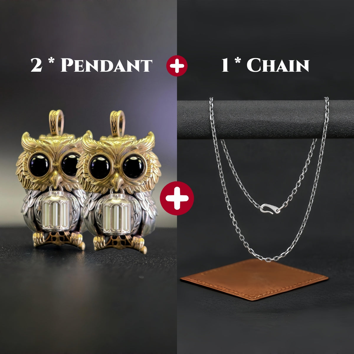 【Early Bird】Owl Trinity Pendant – Handcrafted Brass & Obsidian Owl Necklace with Tritium Glow | EDC Paracord Bead