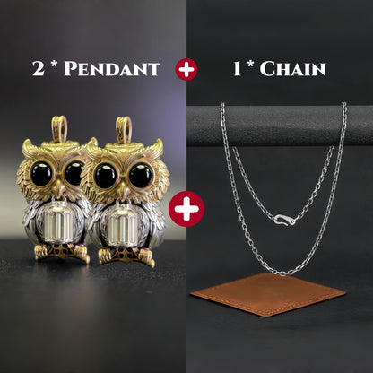 【Early Bird】Owl Trinity Pendant – Handcrafted Brass & Obsidian Owl Necklace with Tritium Glow | EDC Paracord Bead