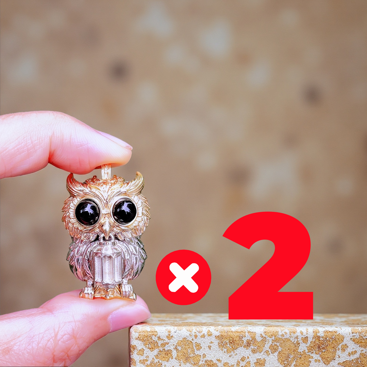 【Early Bird】Owl Trinity Pendant – Handcrafted Brass & Obsidian Owl Necklace with Tritium Glow | EDC Paracord Bead