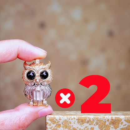 【Early Bird】Owl Trinity Pendant – Handcrafted Brass & Obsidian Owl Necklace with Tritium Glow | EDC Paracord Bead