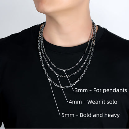 S925 Sterling Silver Hook Chain – 3mm / 4mm / 5mm Handmade