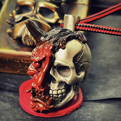 Soul Splitter – Modular Hannya Oni Mask & Skull Pendant | Gothic Necklace & EDC Knife Bead