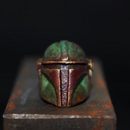 Mandalorian EDC Helmet Bead – Solid Bronze Knife and Paracord Charm