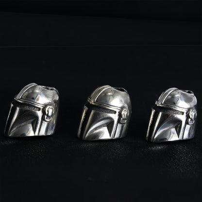 Mandalorian EDC Helmet Bead – Solid Bronze Knife and Paracord Charm