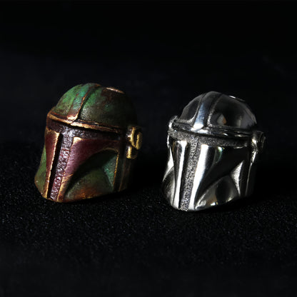 Mandalorian EDC Helmet Bead – Solid Bronze Knife and Paracord Charm