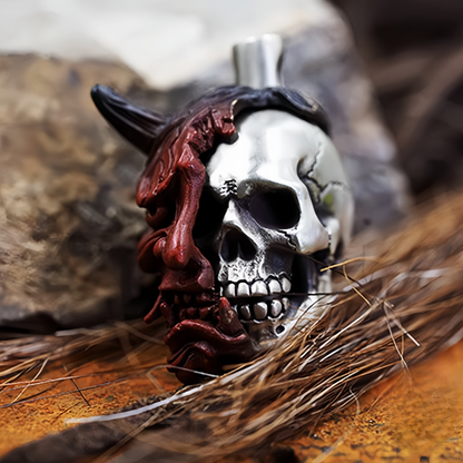 Soul Splitter – Modular Hannya Oni Mask & Skull Pendant | Gothic Necklace & EDC Knife Bead