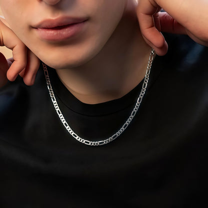 Handmade Figaro Chain – S925 Sterling Silver | 60cm | Diamond-Cut Finish