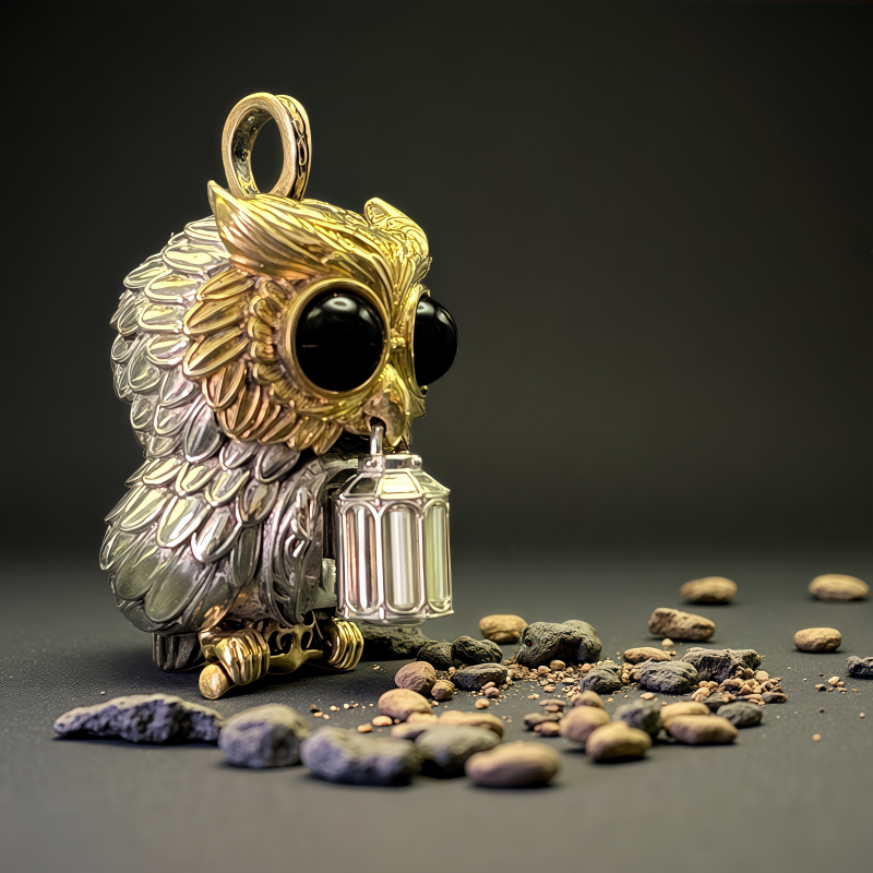 【Early Bird】Owl Trinity Pendant – Handcrafted Brass & Obsidian Owl Necklace with Tritium Glow | EDC Paracord Bead