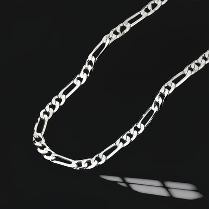 Handmade Figaro Chain – S925 Sterling Silver | 60cm | Diamond-Cut Finish