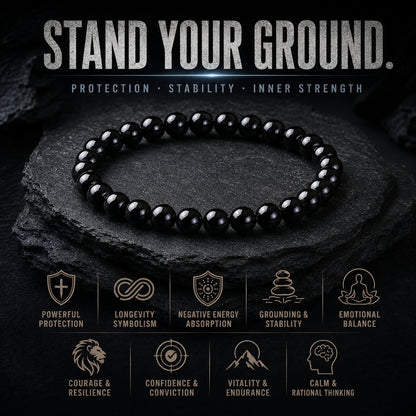 Black Agate Bracelet — Natural Stone Energy Beads