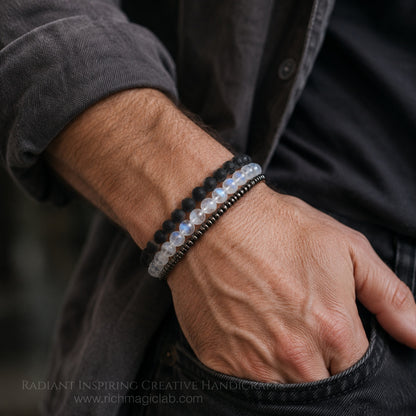 Natural Blue Flash Moonstone Bracelet | 7A Quality