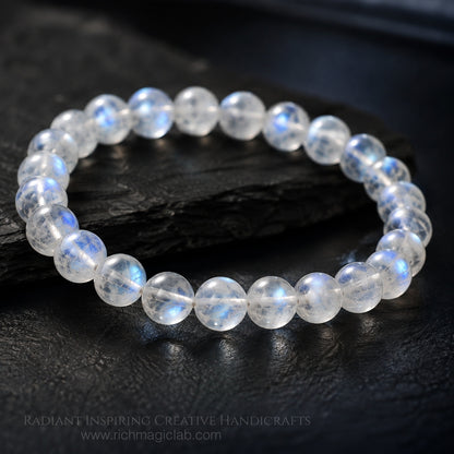 Natural Blue Flash Moonstone Bracelet | 7A Quality