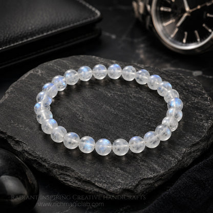 Natural Blue Flash Moonstone Bracelet | 7A Quality