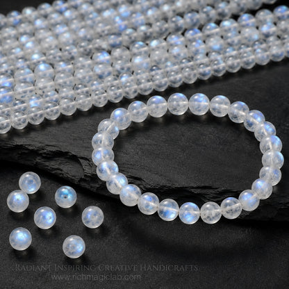 Natural Blue Flash Moonstone Bracelet | 7A Quality