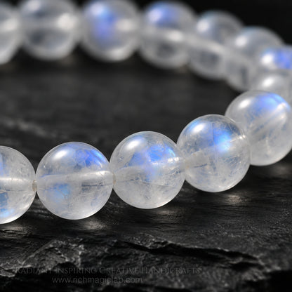 Natural Blue Flash Moonstone Bracelet | 7A Quality