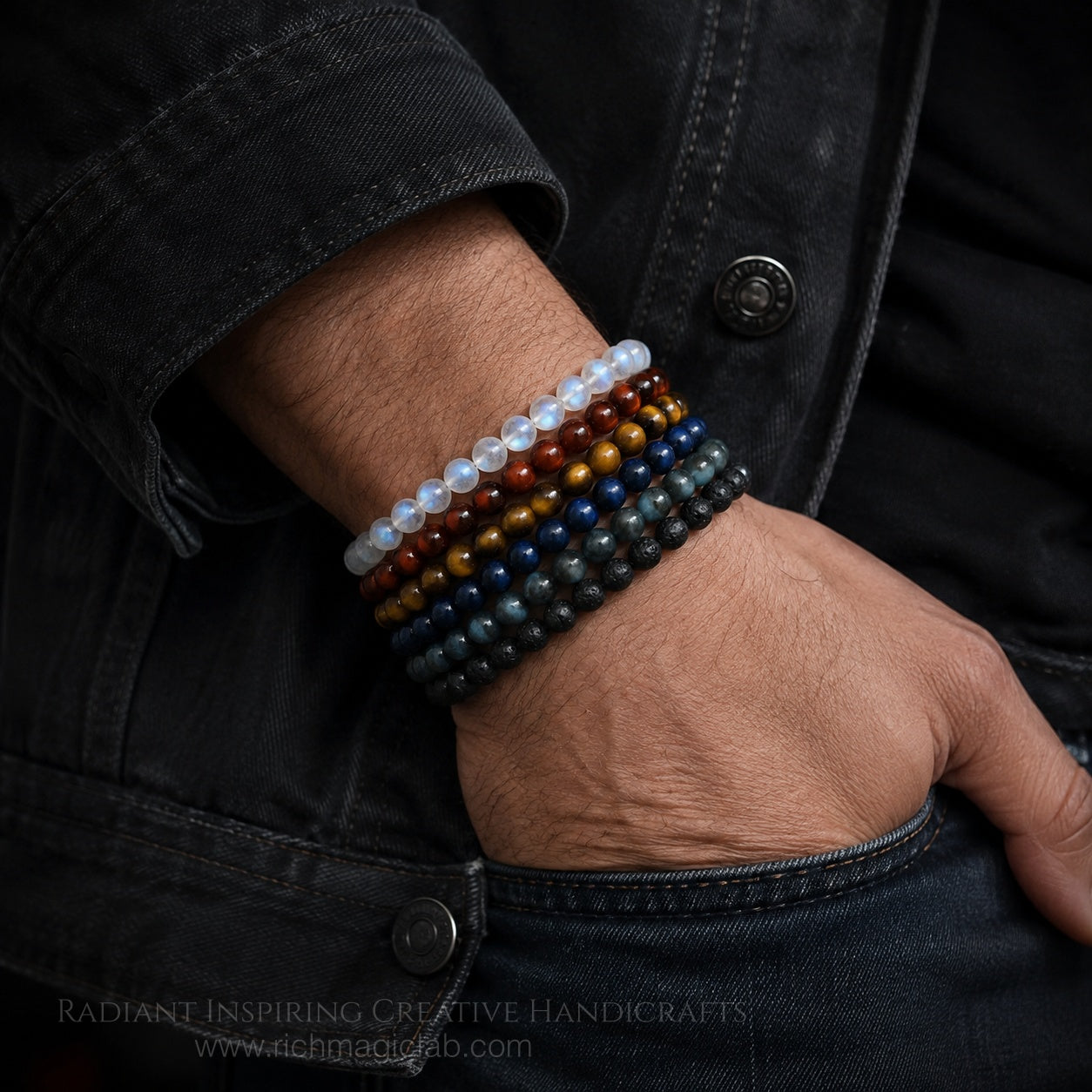 Natural Blue Flash Moonstone Bracelet | 7A Quality