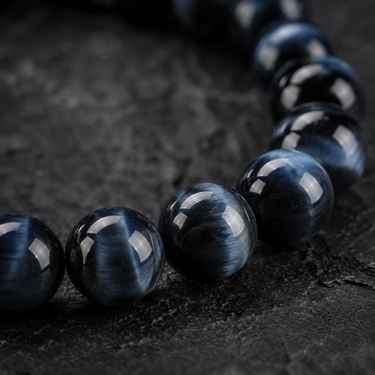 Deep Blue Tiger Eye Bracelet — Natural Stone Energy Beads