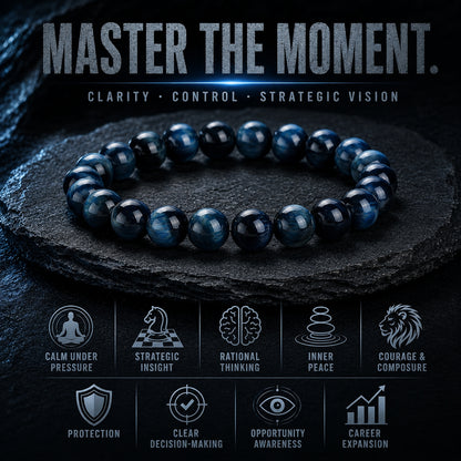 Bracelet œil de tigre bleu profond — Perles d'énergie en pierre naturelle