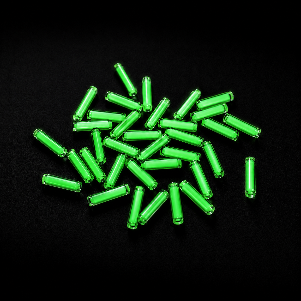 1.5×6mm Micro Glow Tubes — Tritium & Rechargeable Glow Glass Inserts