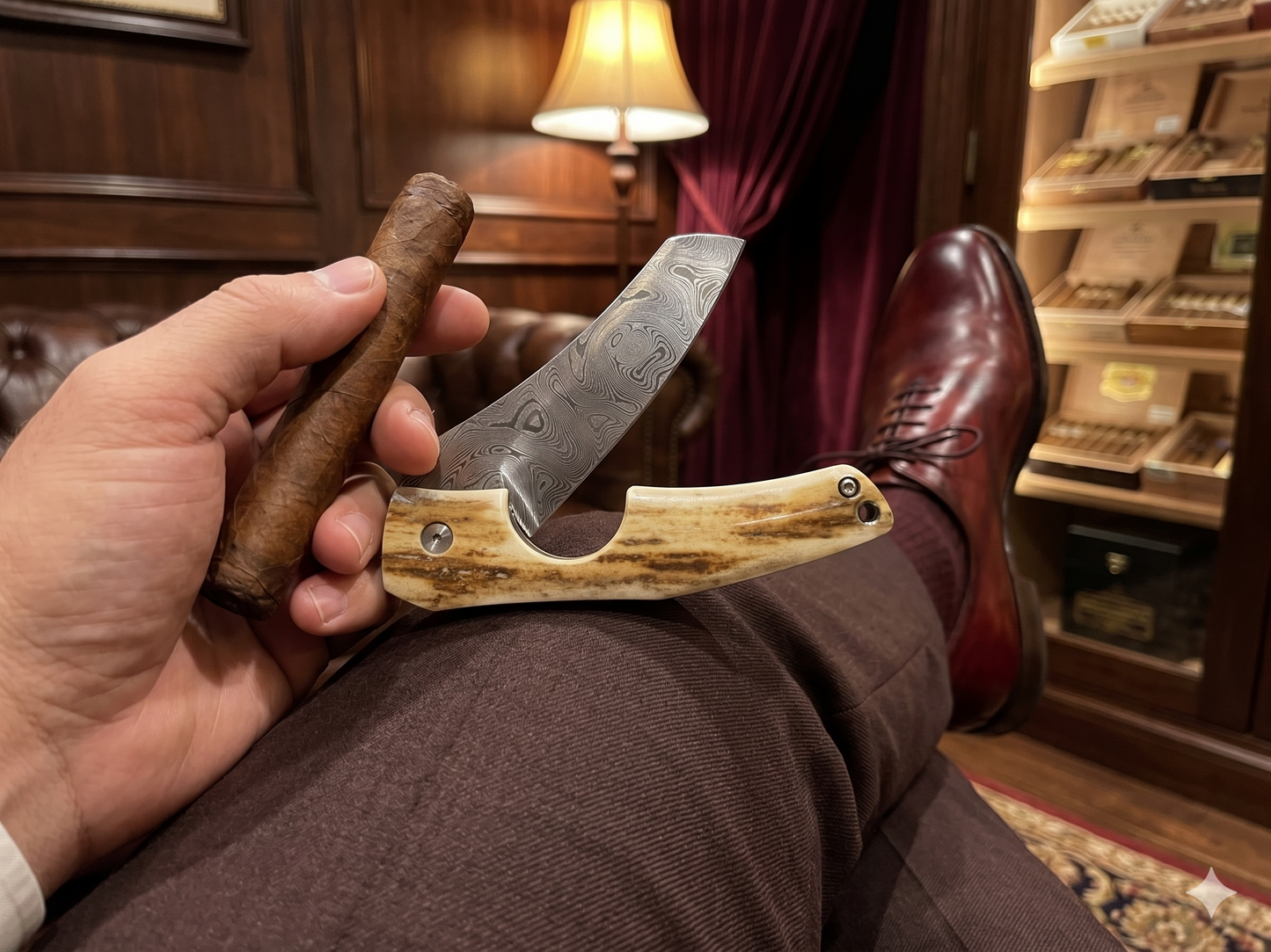 HANDCRAFTED | Pocket Damasteel Cigar Cutter & Gentleman Knife