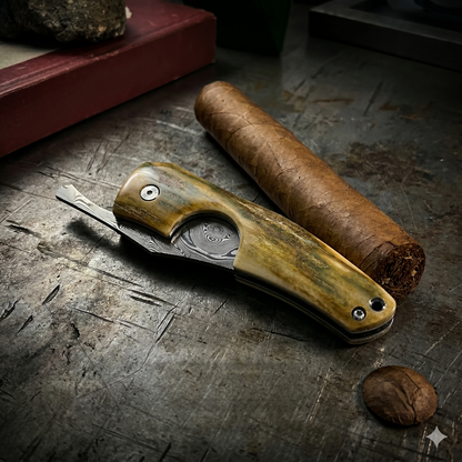 HANDCRAFTED | Pocket Damasteel Cigar Cutter & Gentleman Knife