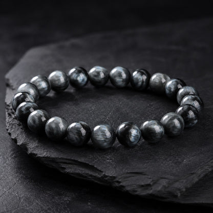 Grey Hawk Eye Bracelet — Natural Stone Energy Beads
