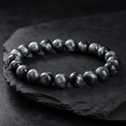 Grey Hawk Eye Bracelet — Natural Stone Energy Beads