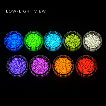 1.5×6mm Micro Glow Tubes — Tritium & Rechargeable Glow Glass Inserts