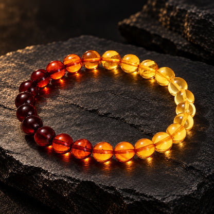 Natural Ombré Amber Bracelet | Natural Amber Energy Beads