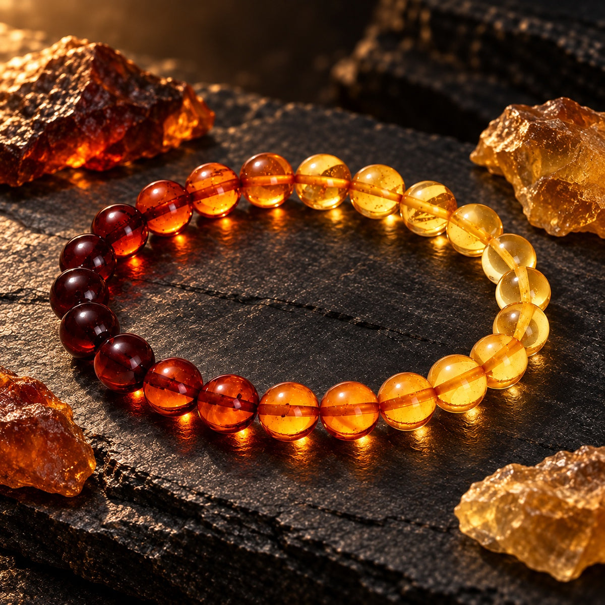 Natural Ombré Amber Bracelet | Natural Amber Energy Beads