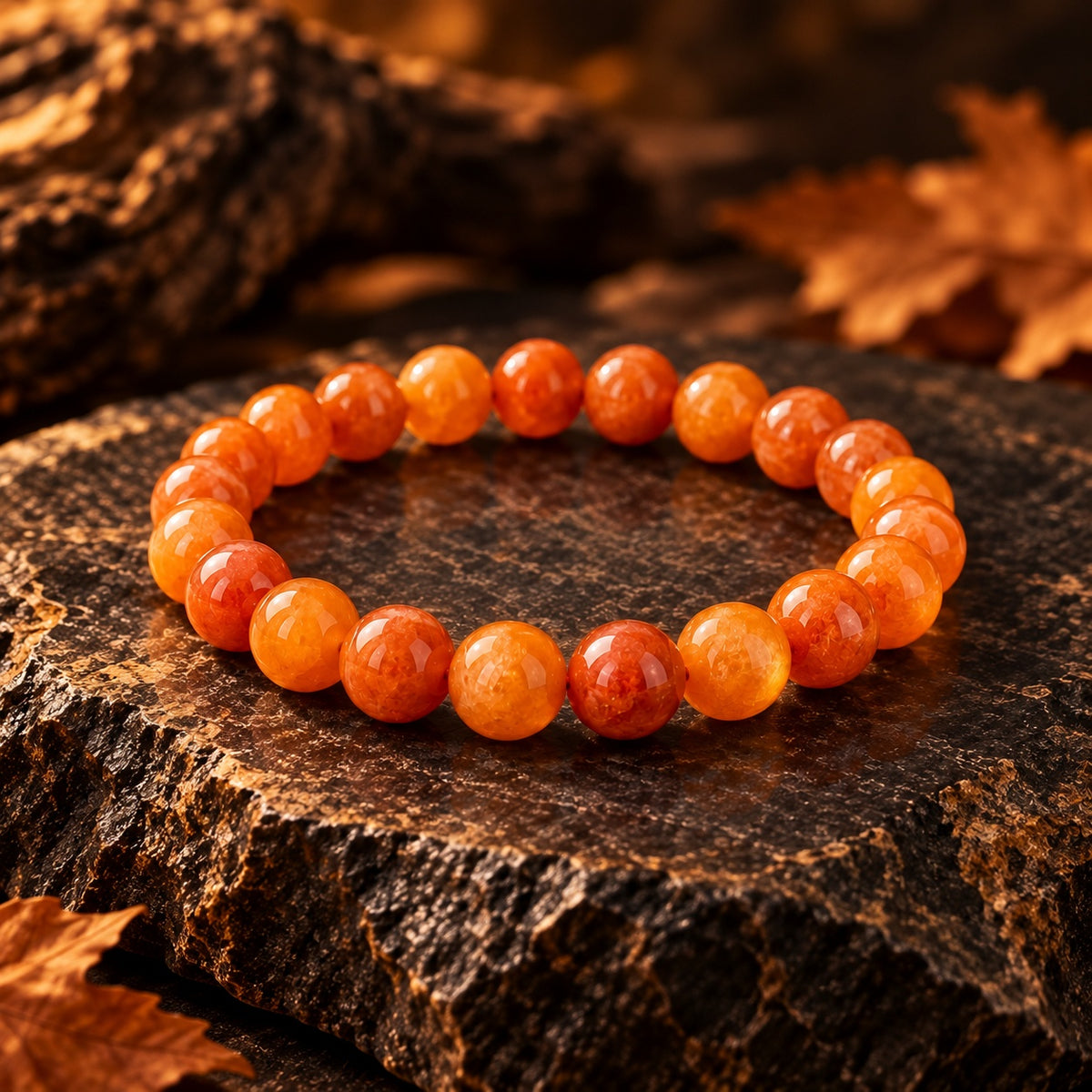 Orange Chalcedony Crystal Bracelet | Enhanced Natural Stone