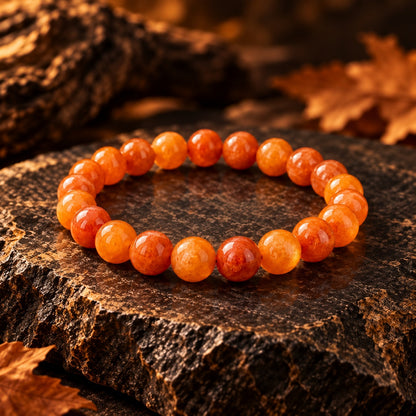 Orange Chalcedony Crystal Bracelet | Enhanced Natural Stone