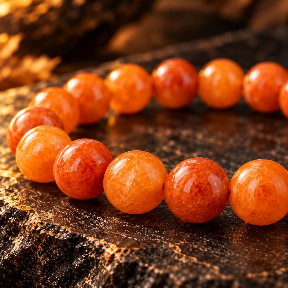 Orange Chalcedony Crystal Bracelet | Enhanced Natural Stone