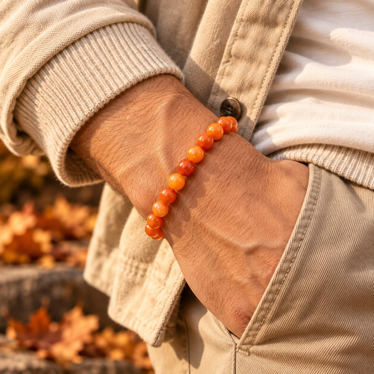 Orange Chalcedony Crystal Bracelet | Enhanced Natural Stone
