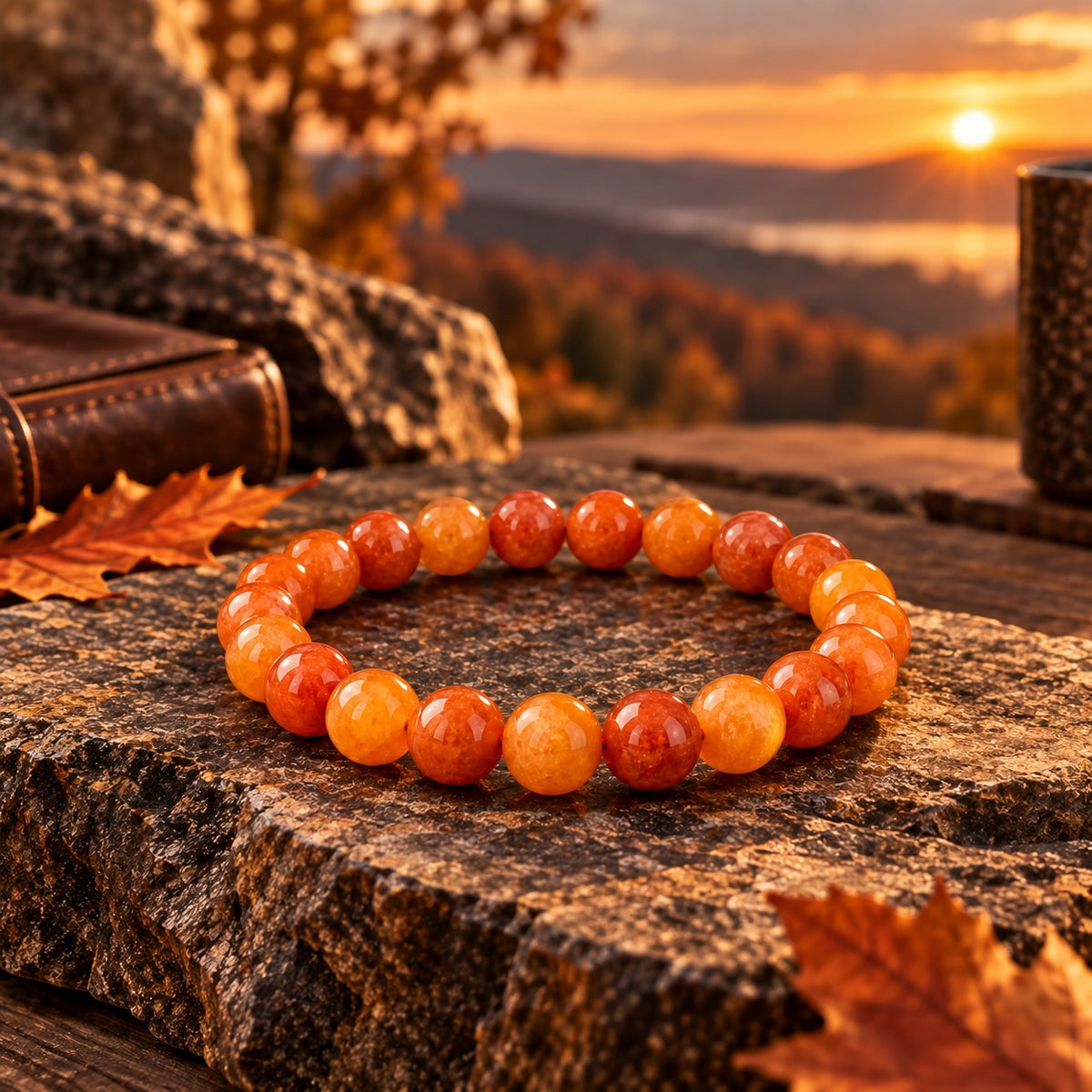 Orange Chalcedony Crystal Bracelet | Enhanced Natural Stone