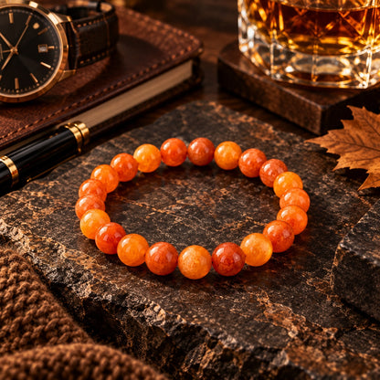 Orange Chalcedony Crystal Bracelet | Enhanced Natural Stone