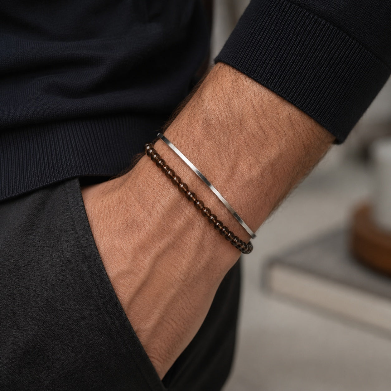 Natural Deep Smoky Quartz Bracelet | 7A Quality