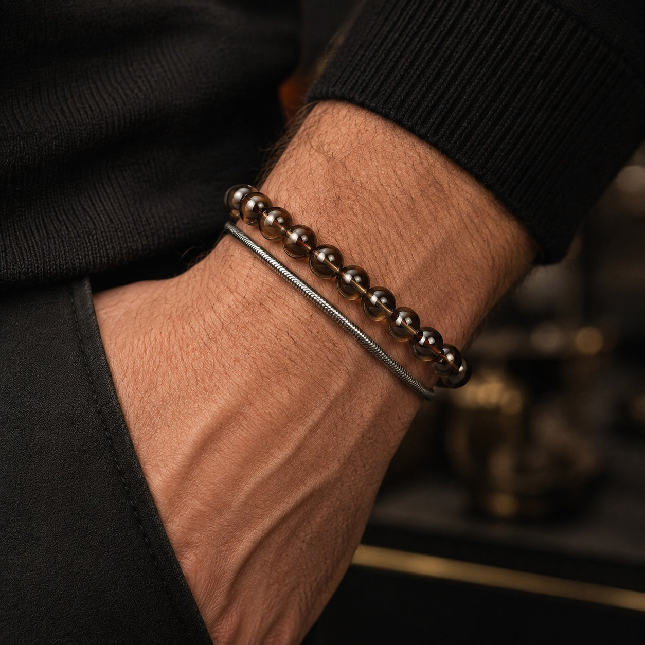 Natural Deep Smoky Quartz Bracelet | 7A Quality