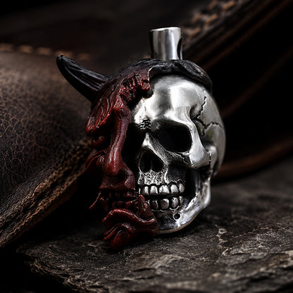 Soul Splitter – Modular Hannya Oni Mask & Skull Pendant | Gothic Necklace & EDC Knife Bead
