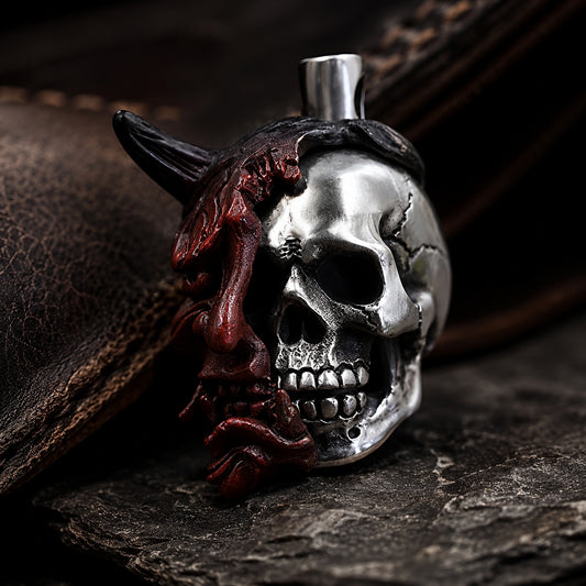 Soul Splitter – Modular Hannya Oni Mask & Skull Pendant | Gothic Necklace & EDC Knife Bead
