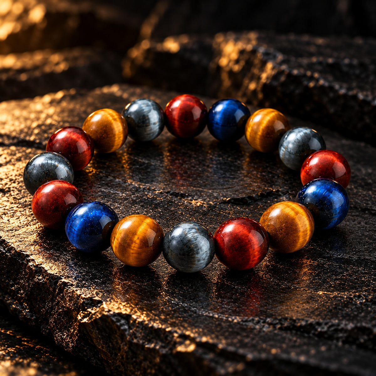 Tiger’s Eye Quartet | 4-Color Tiger’s Eye Energy Bracelet
