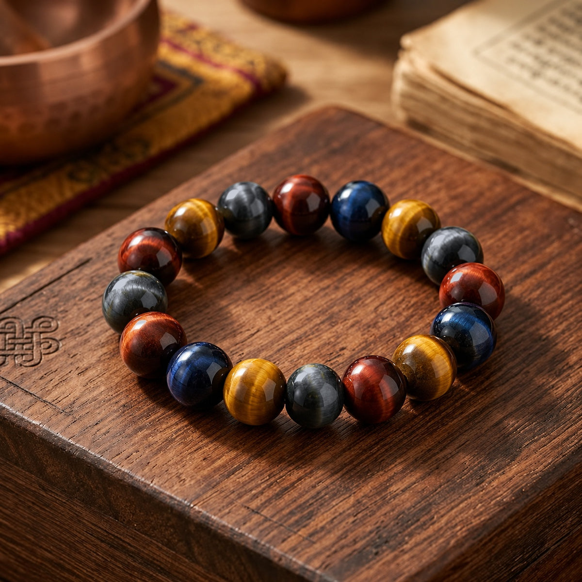 Tiger’s Eye Quartet | 4-Color Tiger’s Eye Energy Bracelet
