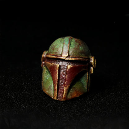 Mandalorian EDC Helmet Bead – Solid Bronze Knife and Paracord Charm