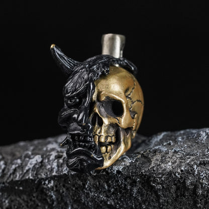 Soul Splitter – Modular Hannya Oni Mask & Skull Pendant | Gothic Necklace & EDC Knife Bead